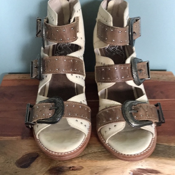 ❌sold❌Boots by Steven Violet White Multi Style Heels Sandals  8 cowgirlcore - Picture 2 of 8